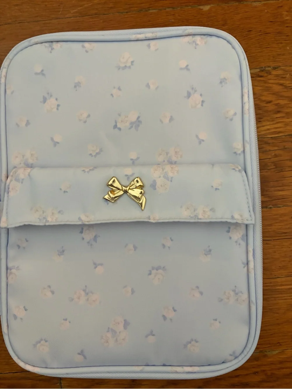 LoveShackFancy Lilac Floral Kids Accessory Pouch with Gold Hardware